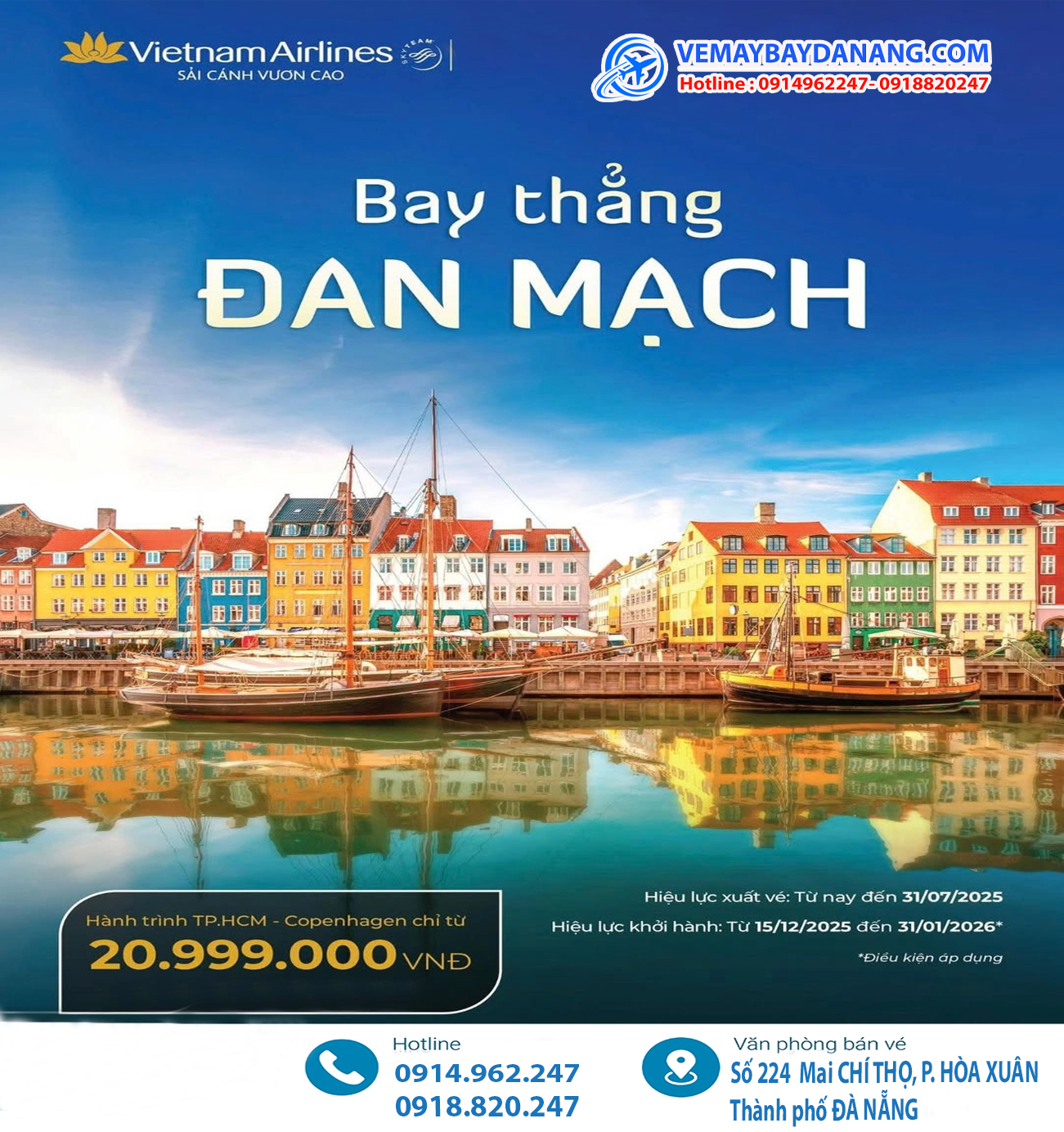 VÉ MÁY BAY GIÁ RẺ ĐI Copenhagen